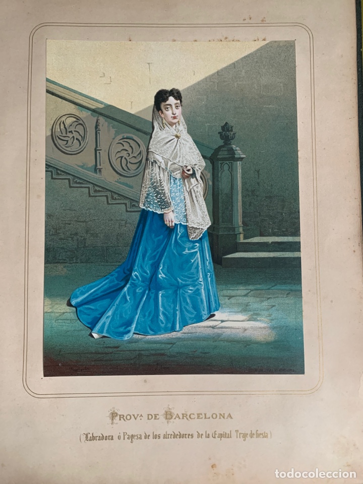 Collezionismo: Barcelona 1872 Cromolitograf&iacute;a . Las mujeres espa&ntilde;olas. Guijarro. Provincia de Barcelona (Labradora)