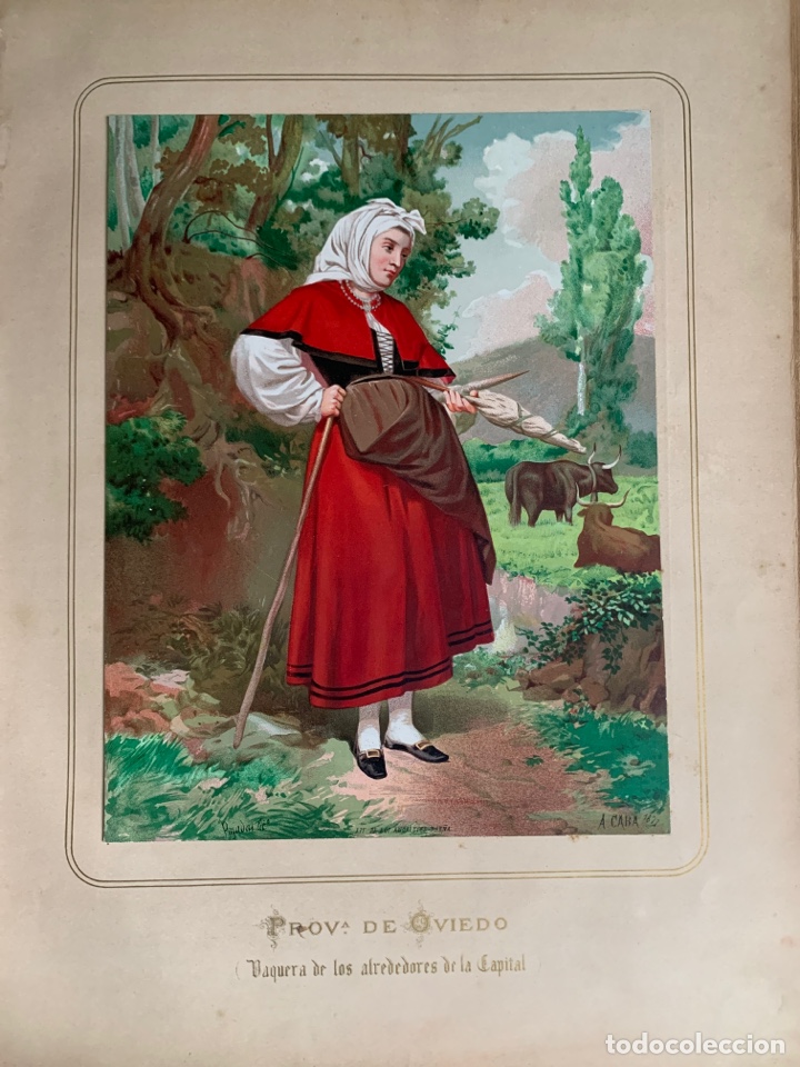 Collezionismo: Oviedo (Vaquera) 1872 Cromolitograf&iacute;a . Las mujeres espa&ntilde;olas. Guijarro.