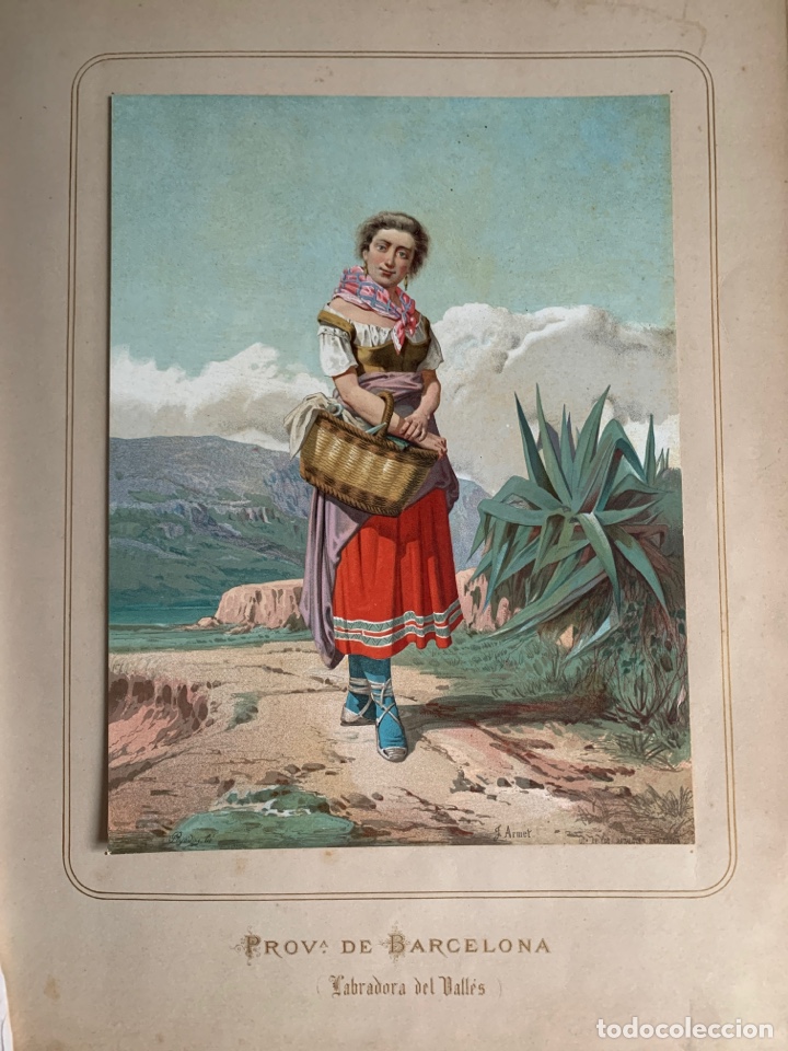 Collezionismo: Barcelona. Labradora del Vall&eacute;s 1872 Cromolitograf&iacute;a . Las mujeres espa&ntilde;olas. Guijarro.