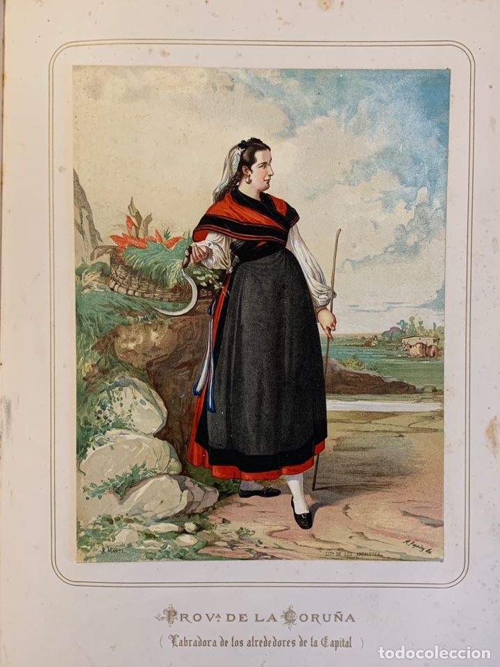 Collezionismo: La Coru&ntilde;a. Labradora 1872 Cromolitograf&iacute;a . Las mujeres espa&ntilde;olas. Guijarro.