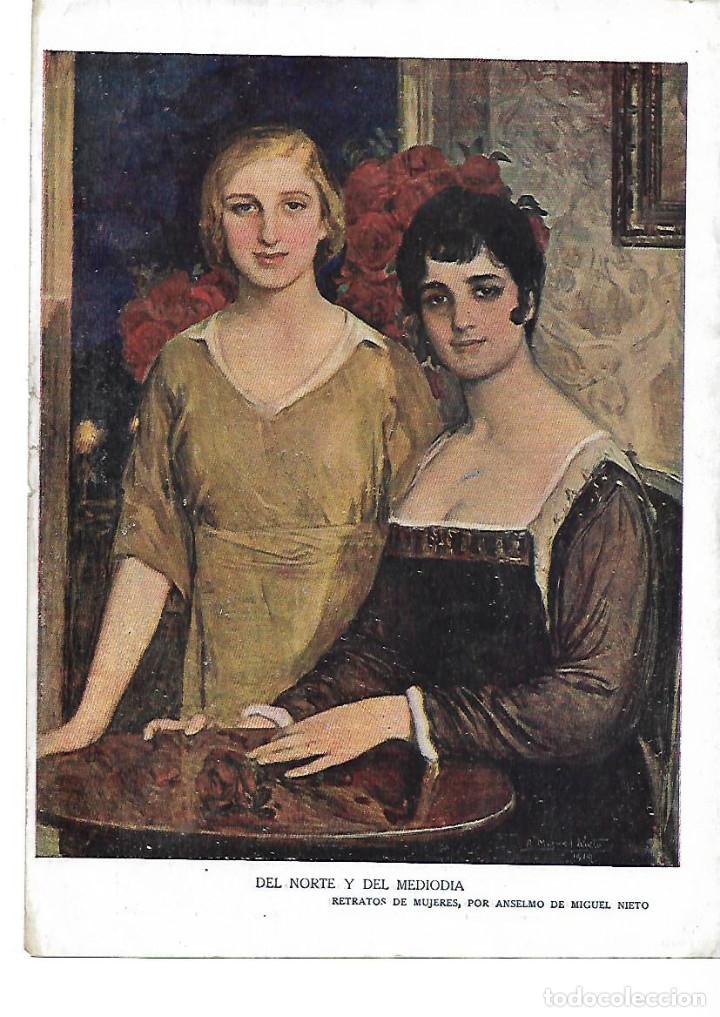 Collecting paper: A&Ntilde;O 191? LAMINAPINTURA CUADRO DEL NORTE Y DEL MEDIODIA RETRATOS MUJERES POR ANSELMO DE MIGUEL NIETO