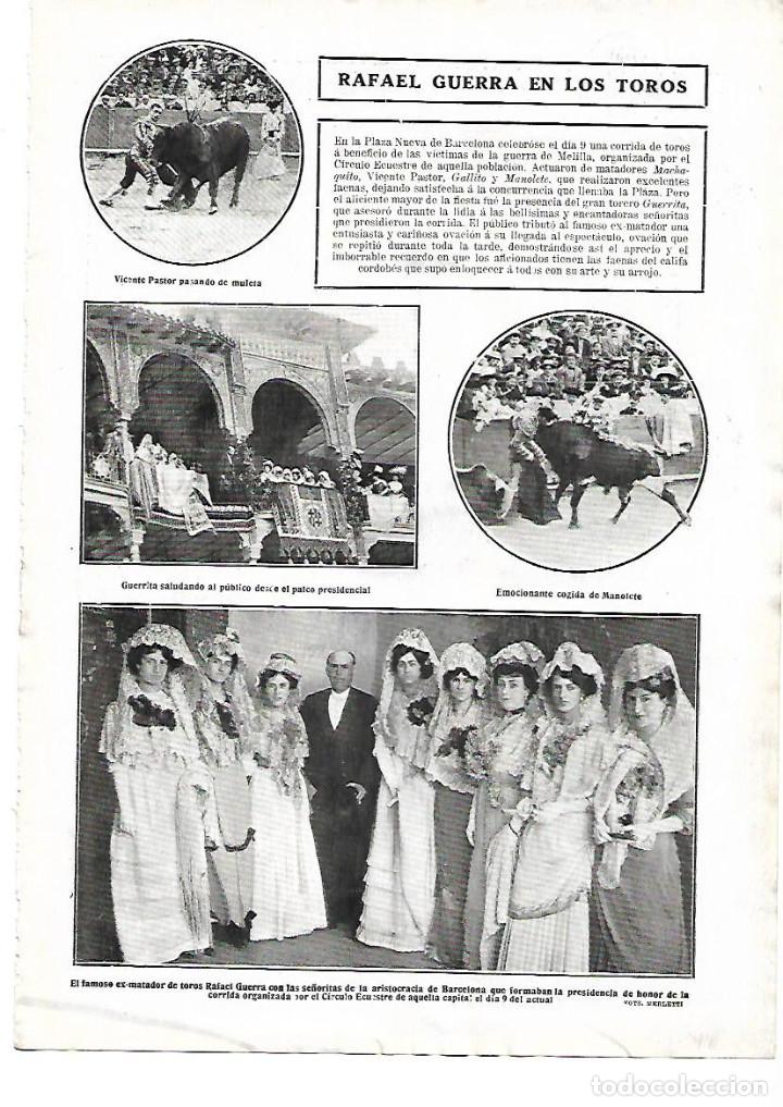 Coleccionismo: A&Ntilde;O 1912 RECORTE PRENSA RAFAEL GUERRA GUERRITA ESPECTADOR PLAZA TOROS BARCELONA CORRIDA BENEFICA