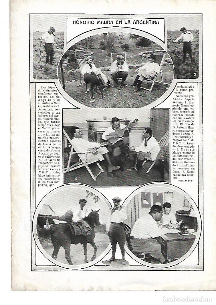 Coleccionismo: A&Ntilde;O 1912 RECORTE PRENSA HONORIO MAURA GAMAZO EN LA ARGENTINA OLASCOAGA VIDALITAS