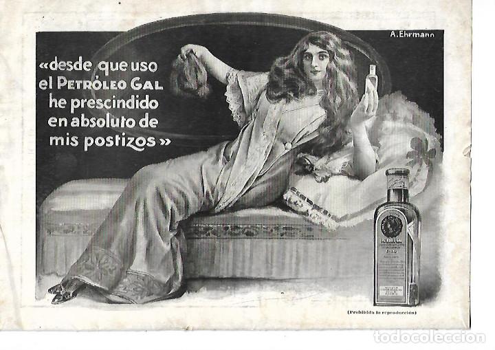 Coleccionismo: A&Ntilde;O 1912 RECORTE PRENSA PUBLICIDAD PETROLEO GAL PARA EL PELO CABELLO