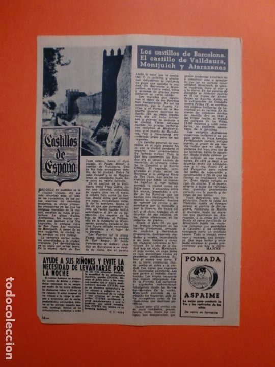 Coleccionismo: CASTILLOS DE VALLDAURA MONTJUICH Y ATARAZANAS BARCELONA - 20/10/1956