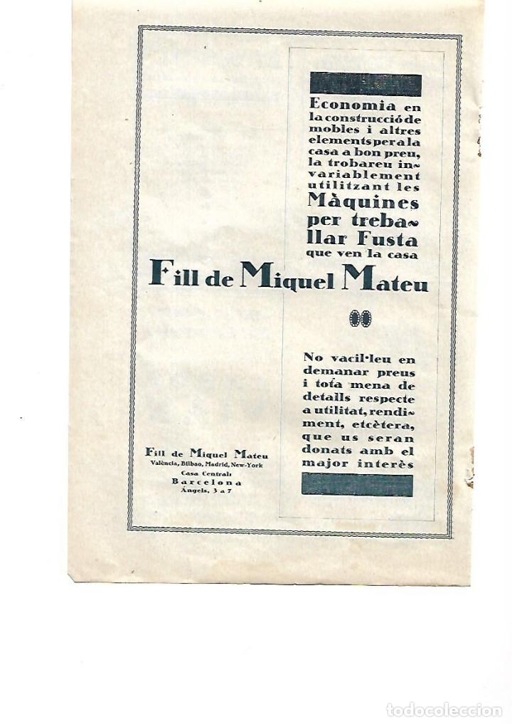 Collezionismo: A&Ntilde;O 1923 PUBLICIDAD HIJO FILL DE MIQUEL MATU MAQUINES FUSTA MAQUINARIA MADERA BARCELONA
