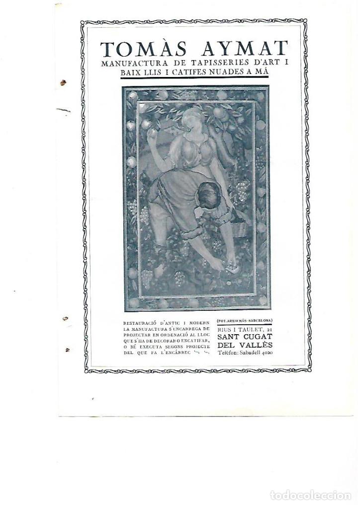 Coleccionismo: A&Ntilde;O 1923 RECORTE PRENSA PUBLICIDAD TOMAS AYMAT TAPICERIAS ARTE SANT CUGAT DEL VALLES ALFOMBRAS