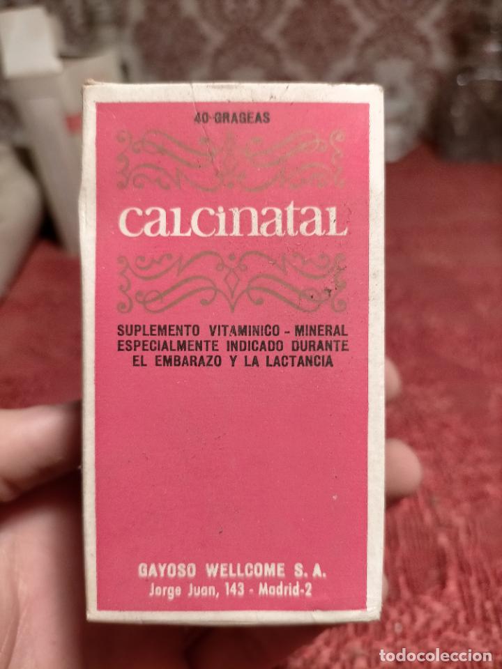 Coleccionismo: Antigua botella frasco de farmacia medicina Calcinatal suplemento vitaminico mineral a&ntilde;os 50-60