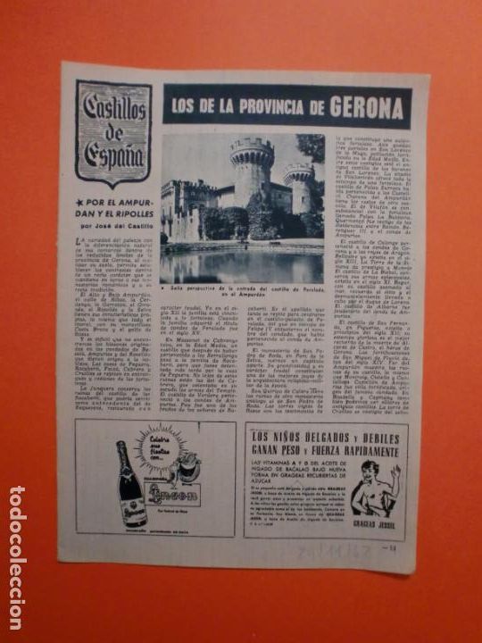 Coleccionismo: CASTILLOS DE LA PROVINCIA DE GERONA PERELADA TOSSA DE MAR ULLASTRELL - 24/11/1962 - BOLIN