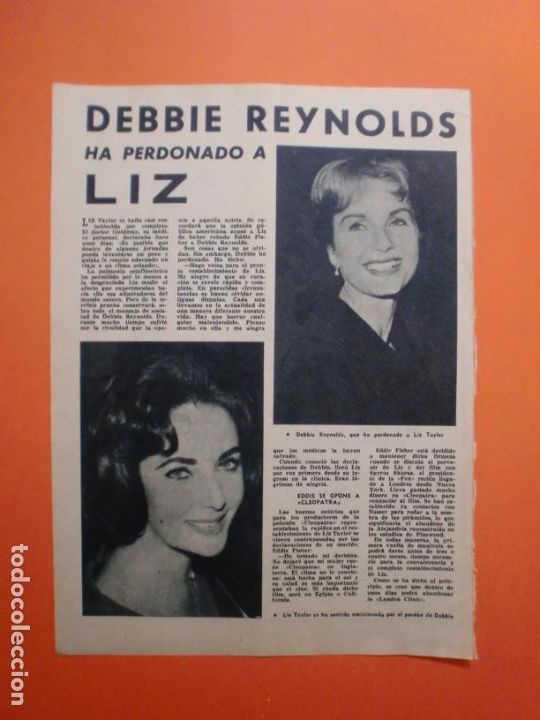Coleccionismo: DEBBIE REYNOLDS HA PERDONADO A ELIZABETH TAYLOR - OMO LAVA MAS BLANCO - 25/3/1961