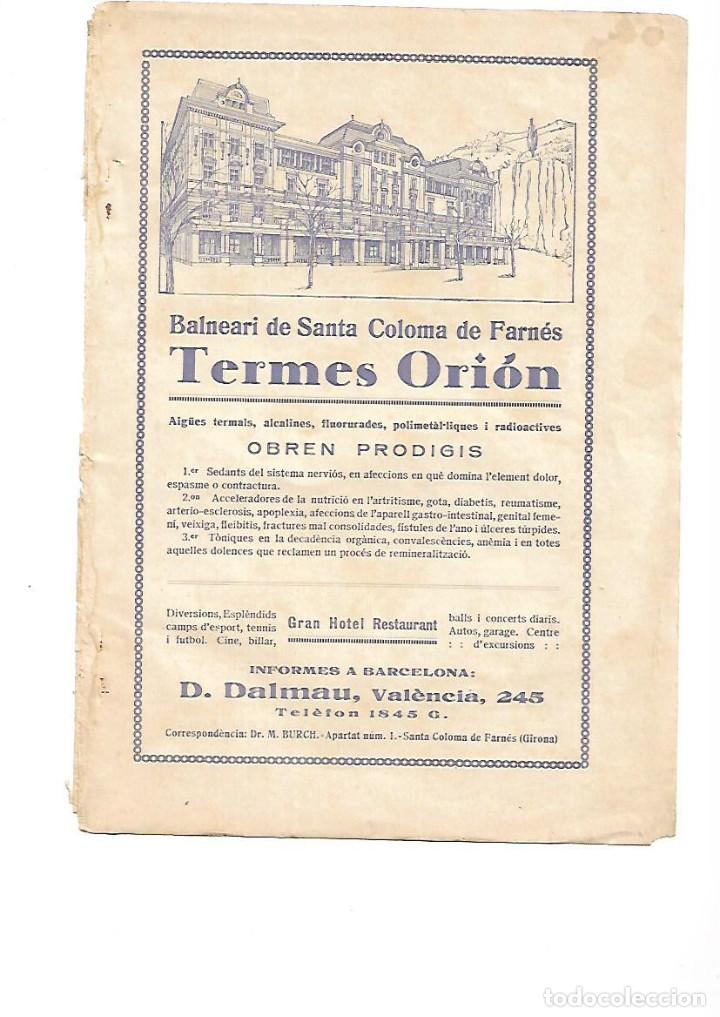 Collectionnisme: A&Ntilde;O 1923 RECORTE PRENSA PUBLICIDAD BALNEARIO TERMES ORION SANTA COLOMA DE FARNERS