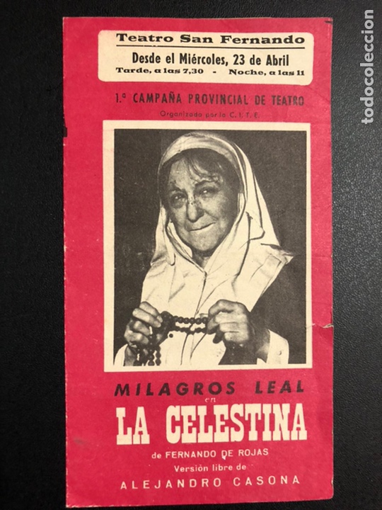 Coleccionismo: Programa teatro San Fernando sevilla la Celestina Milagros leal 1