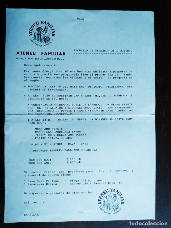 Sammelleidenschaft Papier: Carta postal con circular interna del Ateneu Familiar de Sant Boi de Llobregat, a&ntilde;os 80&acute;s