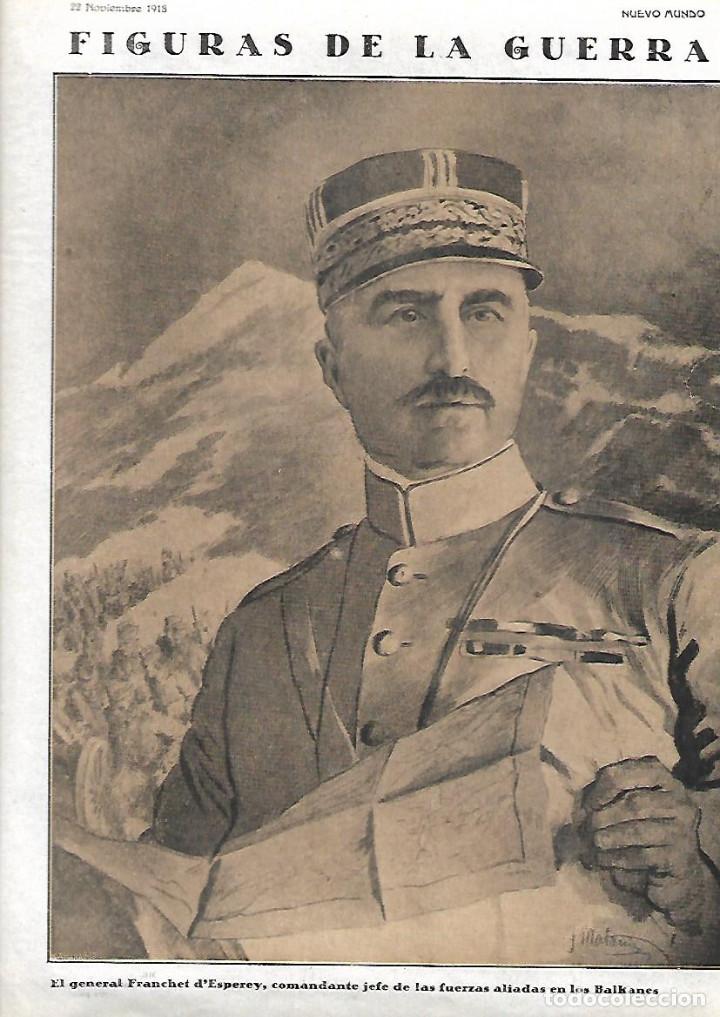Collezionismo: A&Ntilde;O 1918 RECORTE PRENSA DIBUJO FIGURAS DE LA GUERRA GENERAL FRANCHET ESPERCY