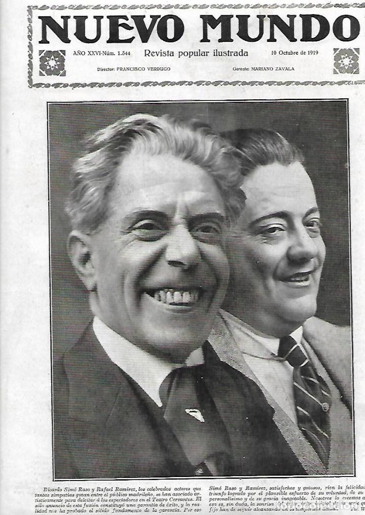 Coleccionismo: A&Ntilde;O 1919 RECORTE PRENSA FOTOGRAFIA ACTORES RICARDO SIMO RASO Y RAFAEL RAMIREZ TEATRO CERVANTES
