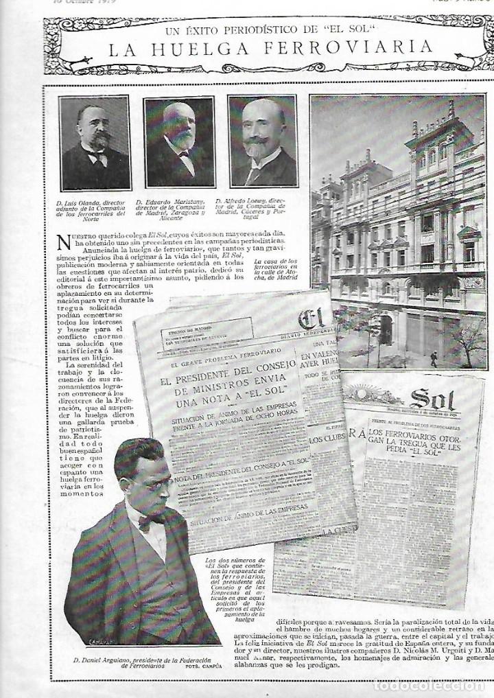 Coleccionismo: A&Ntilde;O 1919 PERIODISMO LA HUELGA FERROVIARIA GRAN EXITO PERIODISTICO DEL PERIODICO EL SOL