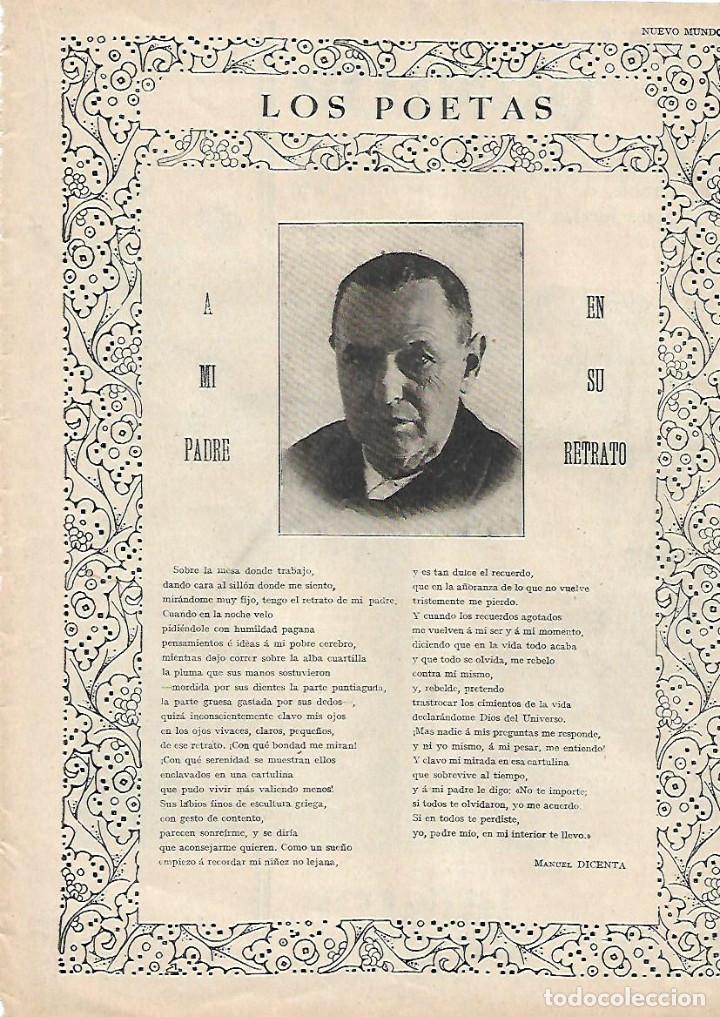 Sammelleidenschaft Papier: A&Ntilde;O 1930 RECORTE PRENSA POESIA MANUEL DICENTA A MI PADRE EN SU RETRATO