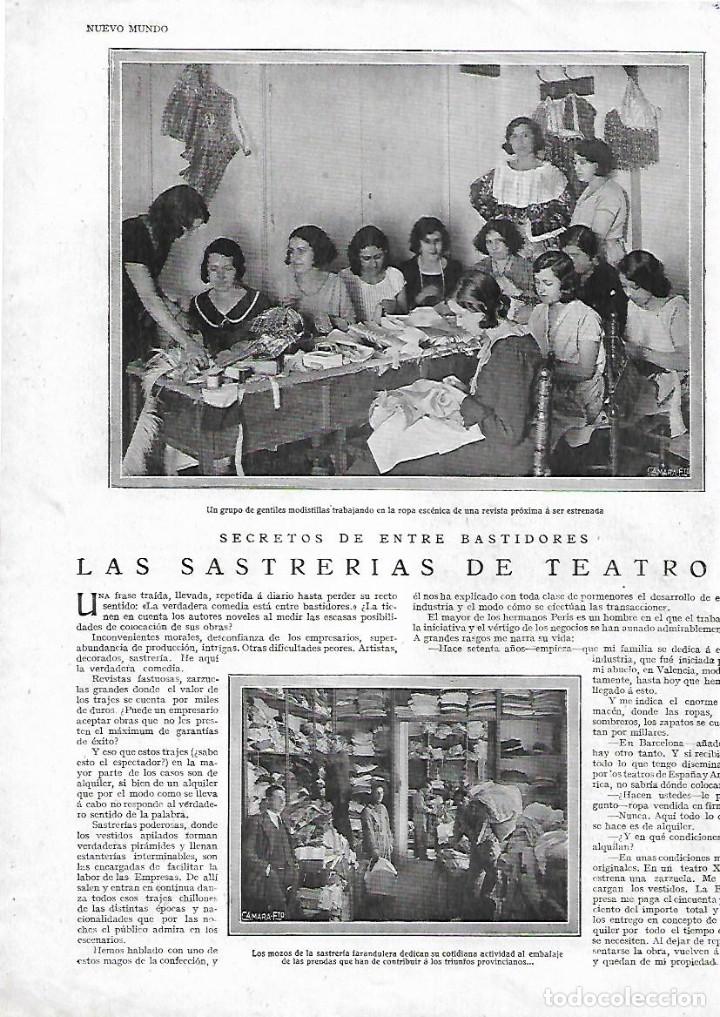 Collezionismo: A&Ntilde;O 1930 HOJAS REPORTAJE SECRETOS DEL TEATRO ENTRE BASTIDORES LAS SASTRERIAS VESTUARIO