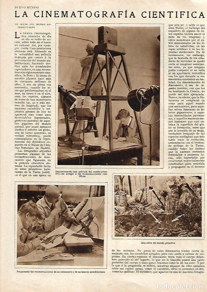 Sammelleidenschaft Papier: A&Ntilde;O 1930 HOJAS REPORTAJE CINE CIENTIFICO FANTASTICO RECONSTRUCCION DINOSAURIOS DIPLODOCUS PELICULA