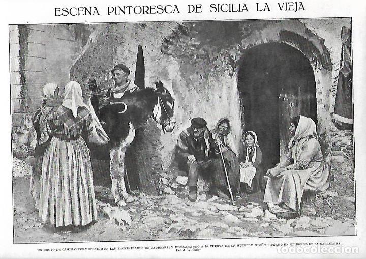 Collezionismo: A&Ntilde;O 1919 RECORTE PRENSA ITALIA ESCENA PINTORESCA DE LA VIEJA SICILIA CAMINANTES TAORMINA MESON