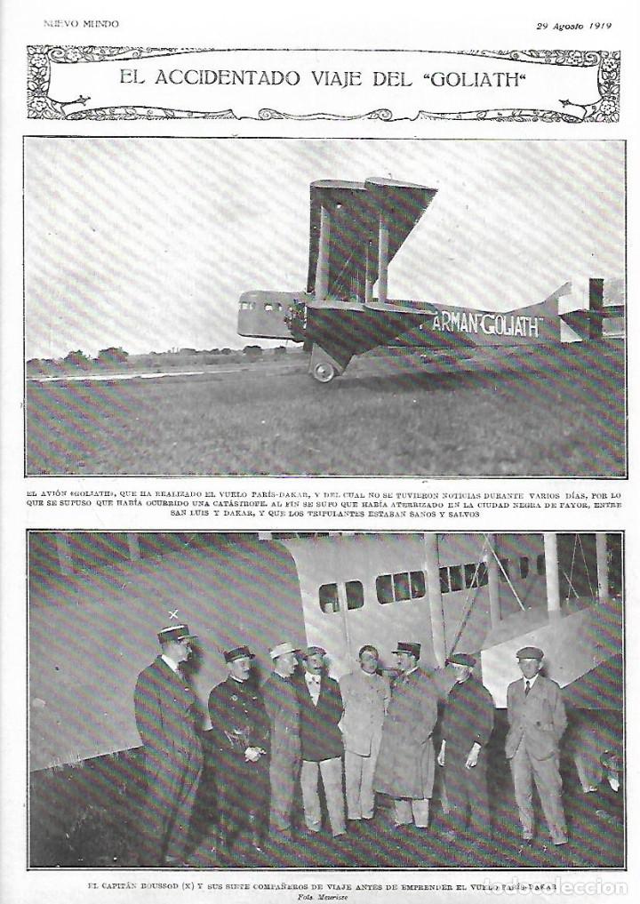 Collectionnisme: A&Ntilde;O 1919 HOJA NOTICIA AVIACION ACCIDENTADO VIAJE DEL GOLIATH VUELO PARIS DAKAR TRIPULACION BOUSSOD