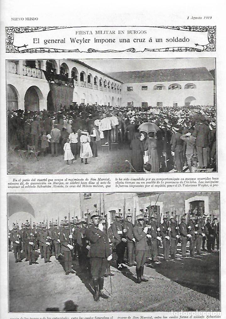 Collecting paper: A&Ntilde;O 1919 GENERAL WEYLER IMPOSICION CRUZ SOLDADO SEBASTIAN ALCAIDE BURGOS REGIMIENTO SAN MARCIAL