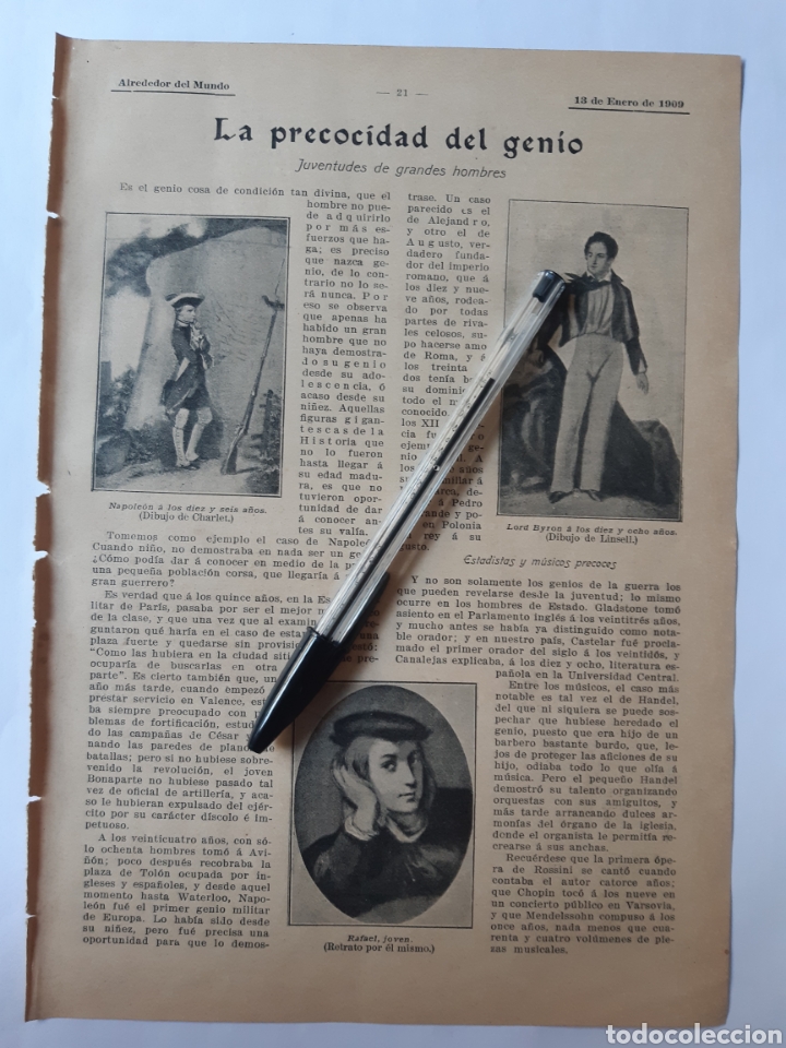 Coleccionismo: LA PRECOCIDAD DEL GENIO. NAPOLE&Oacute;N, LORD BYRON, RAFAEL. GRANDES HOMBRES. 1909 1909