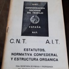 Coleccionismo: ESTATUTOS CNT AIT SECRETARIA PRENSA Y PROPAGANDA DEL COMITE DE CATALUÑA DE LA CNT. 1977-