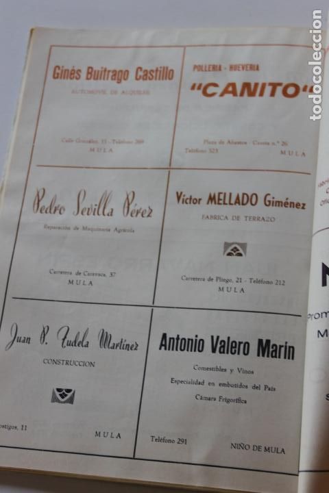 Coleccionismo: PROGRAMA FESTEJOS CIUDAD DE MULA 1973, PORTADA MU&Ntilde;OZ BARBERAN - Foto 10