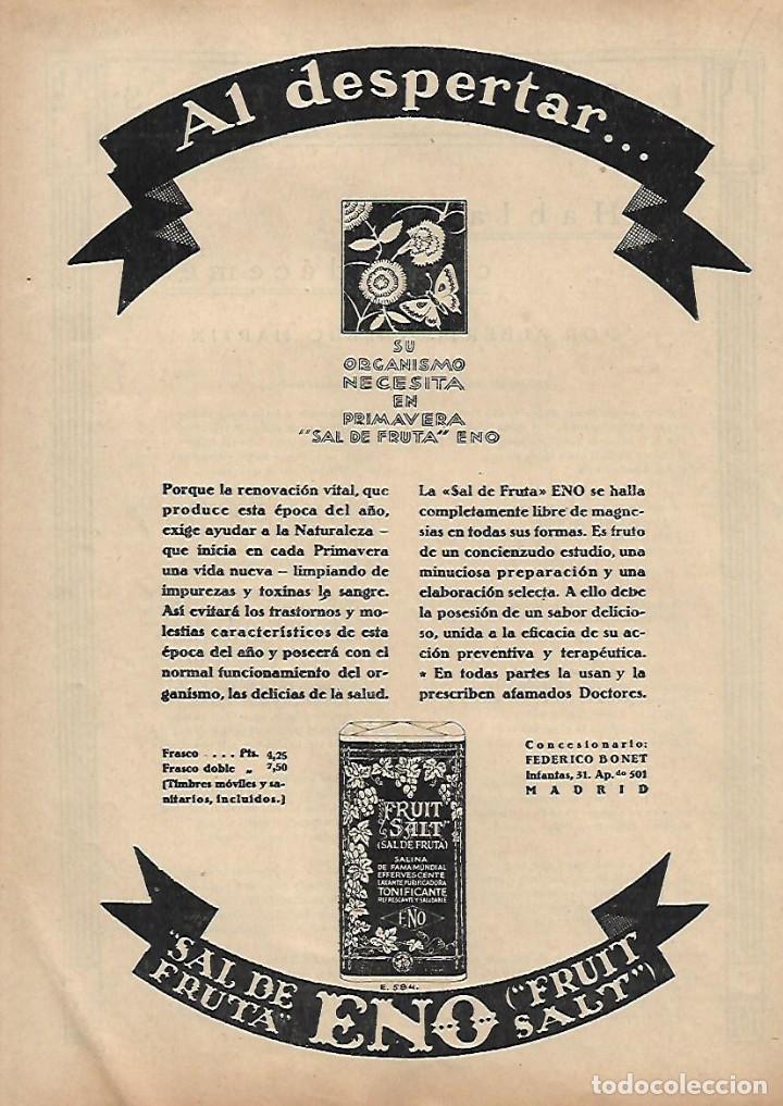 Coleccionismo: A&Ntilde;O 1930 RECORTE PRENSA PUBLICIDAD SAL DE FRUTA ENO FEDERICO BONET