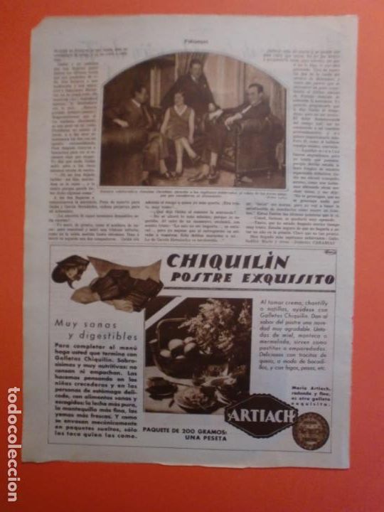 Colecionismo: GALLETAS CHIQUIL&Iacute;N DE ARTIACH - 23/5/1931