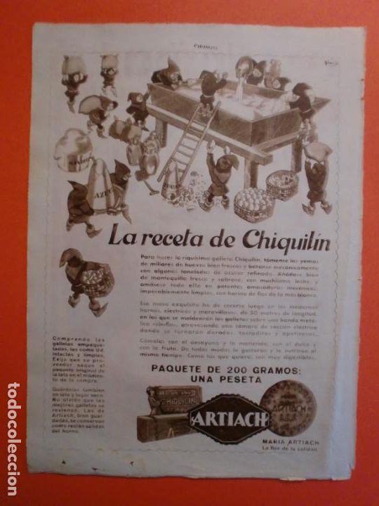 Colecionismo: LA RECETA DE CHIQUILIN DE ARTIACH - 7/3/1931