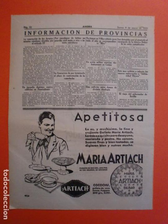 Colecionismo: APETITOSA GALLETAS MARIA Y COCOCHU DE ARTIACH - 9/3/1933