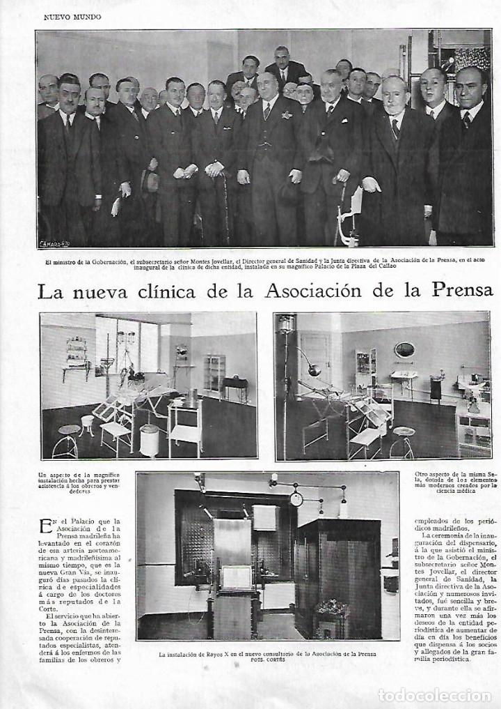 Coleccionismo: A&Ntilde;O 1930 RECORTE PRENSA MEDICINA NUEVA CLINICA DE LA ASOCIACION DE LA PRENSA RX INAUGURACION