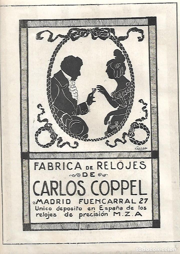 Coleccionismo: A&Ntilde;O 1919 RECORTE PRENSA PUBLICIDAD FABRICA DE RELOJES CARLOS COPPEL MADRID