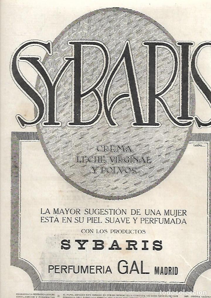 Coleccionismo: A&Ntilde;O 1919 RECORTE PRENSA PUBLICIDAD CREMA LECHE VIRGINAL POLVOS SYBARIS PERFUMERIA GAL MADRID