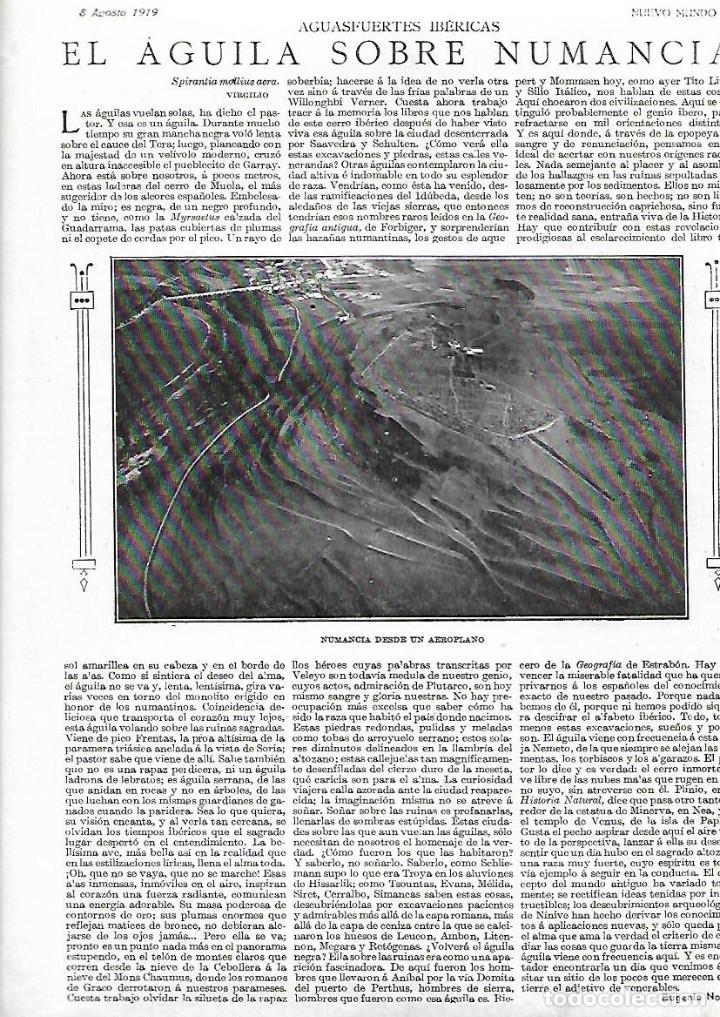 Coleccionismo: A&Ntilde;O 1919 HOJA REPORTAJE EL AGUILA SOBRE NUMANCIA FOTOGRAFIA AEREA DE NUMANCIA DESDE UN AEROPLANO