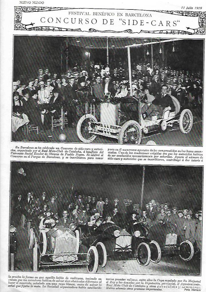 Collectionnisme: A&Ntilde;O 1919 BARCELONA CONCURSO SIDECARS SIDE-CARS REAL MOTO CLUB BENEFICIO PATRONATO OBRERAS POBLE NOU