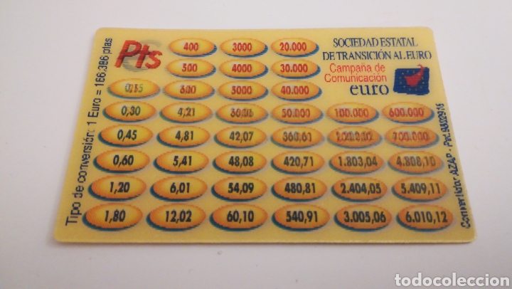Coleccionismo: CONVERTIDOR EUROS PESETAS TARJETA