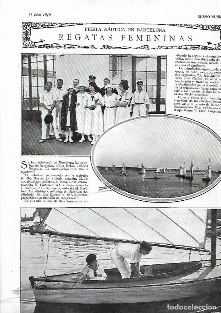 Coleccionismo: A&Ntilde;O 1919 HOJA REPORTAJE DEPORTES REGATAS FEMENINAS BCNA COPA REINA VICTORIA EUGENIA GROTA MAS BOVER