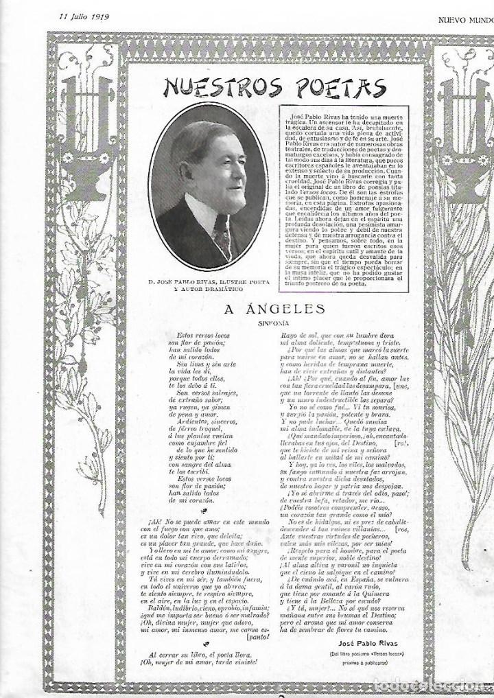 Collezionismo: A&Ntilde;O 1919 RECORTE PRENSA POESIA A ANGELES SINFONIA POR JOSE PABLO RIVAS
