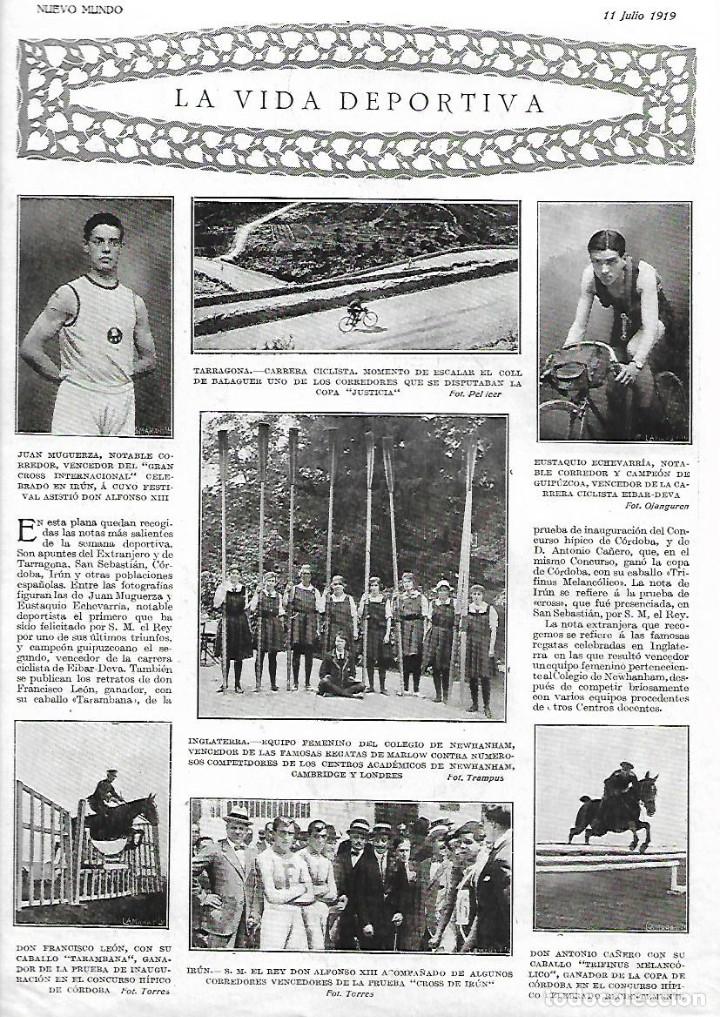 Collezionismo: A&Ntilde;O 1919 NOTICIAS DEPORTES ATLETISMO CROSS INTERNACIONAL IRUN JUAN MUGUERZA ASISTENCIA REY ALFONSO