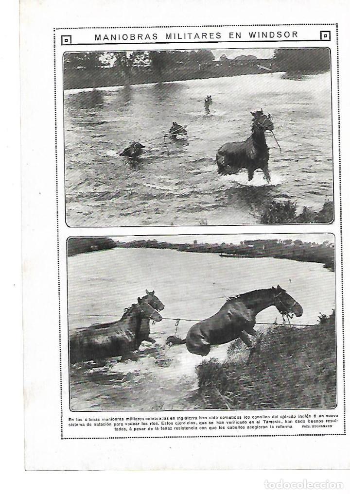 Coleccionismo: A&Ntilde;O 1912 RECORTE PRENSA MANIOBRAS MILITARES EN WINDSOR CABALLOS TAMESIS