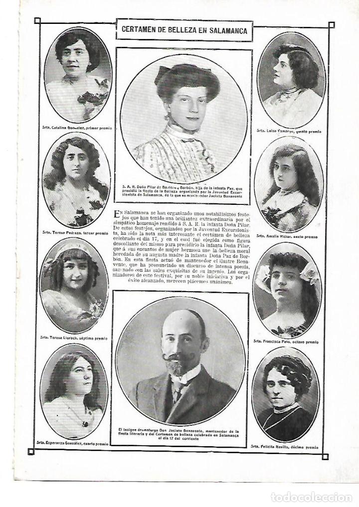 Coleccionismo: A&Ntilde;O 1912 RECORTE PRENSA CERTAMEN CONCURSO DE BELLEZA EN SALAMANCA JACINTO BENAVENTE