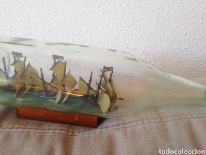 Coleccionismo: Botella de cristal con barco - Foto 2