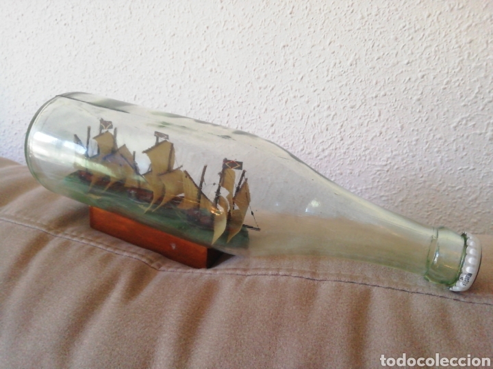 Coleccionismo: Botella de cristal con barco - Foto 3
