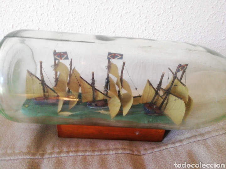 Coleccionismo: Botella de cristal con barco - Foto 4