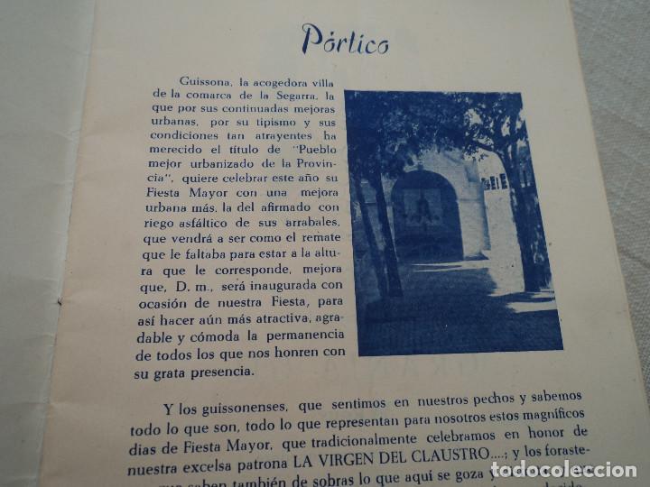 Coleccionismo: programa de fiesta mayor de guissona 1961 - Foto 4