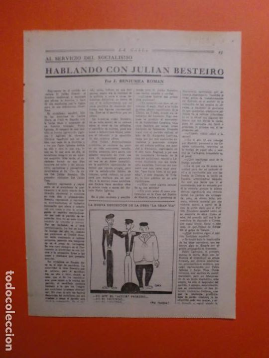 Coleccionismo: JULIAN BESTEIRO - PARTIDO REPUBLICANO RADICAL SOCIALISTA DE BARCELONA - 8/5/1931