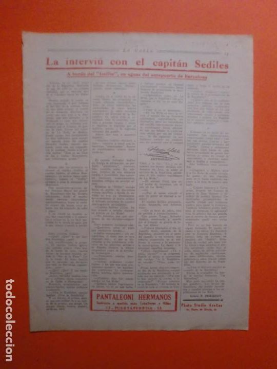 Coleccionismo: INTERVI&Uacute; CON EL CAPIT&Aacute;N SEDILES A BORDO DEL DELF&Iacute;N BARCELONA - CHISTE DE MENDA - 24/4/1931